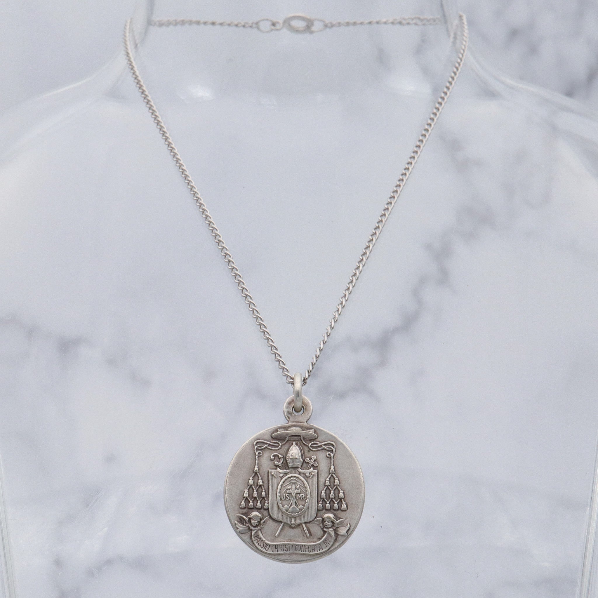 Antique German silver plated Bishop John Neumann C.SS.R medallion pendant